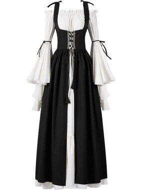 Plus Size Halloween Renaissance Corset Dress & Medieval Chemise Costume